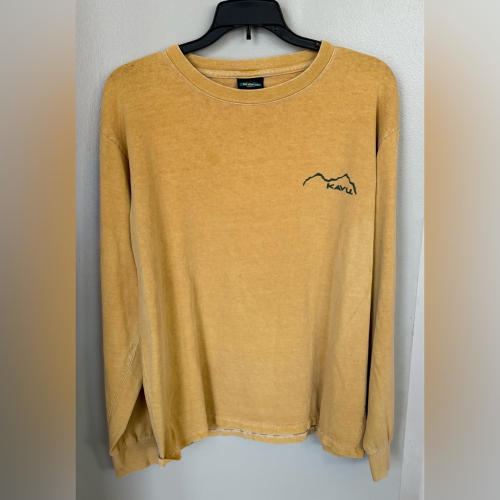Vintage Kavu Men’s M LS T-shirt Local Worldwide Collectible Mustard Yellow Gold